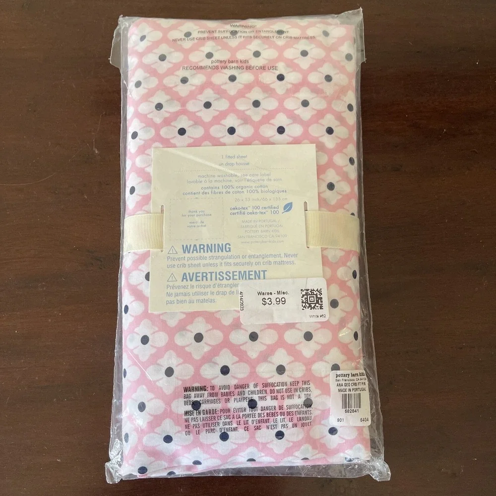 Pottery Barn Kids Baby Nursery Ana Geo Crib Fitted Sheet‎ Pink Floral Blooms